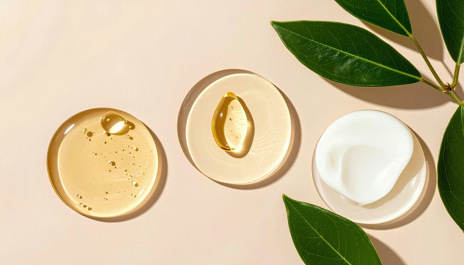 Cream and gel textures illustrating skin-care formulation concepts